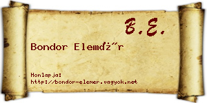 Bondor Elemér névjegykártya