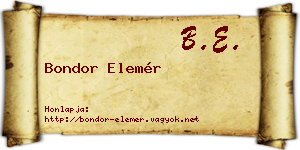 Bondor Elemér névjegykártya