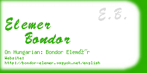 elemer bondor business card